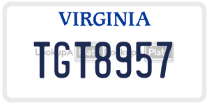 TGT8957  license plate in VA