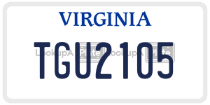 TGU2105  license plate in VA
