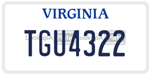 TGU4322  license plate in VA
