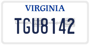 TGU8142  license plate in VA