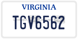 TGV6562  license plate in VA