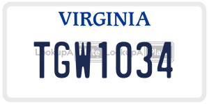 TGW1034  license plate in VA