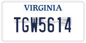 TGW5614  license plate in VA