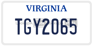TGY2065 license plate in Virginia