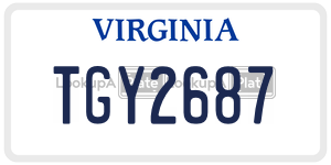 TGY2687  license plate in VA
