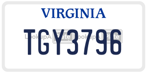 TGY3796 license plate in Virginia