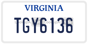 TGY6136  license plate in VA