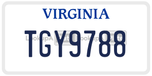 TGY9788 license plate in Virginia