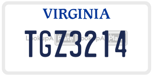 TGZ3214  license plate in VA