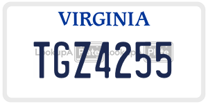TGZ4255  license plate in VA