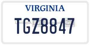 TGZ8847  license plate in VA