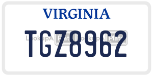 TGZ8962 license plate in Virginia