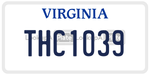 THC1039  license plate in VA