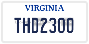 THD2300  license plate in VA