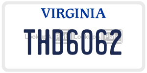 THD6062  license plate in VA
