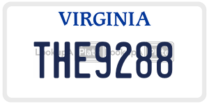 THE9288  license plate in VA