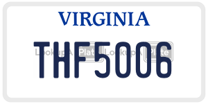 THF5006  license plate in VA