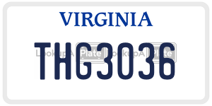 THG3036  license plate in VA