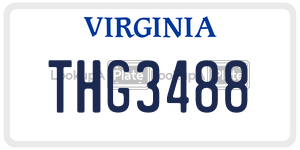 THG3488  license plate in VA