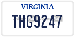 THG9247  license plate in VA