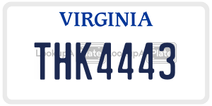 THK4443  license plate in VA