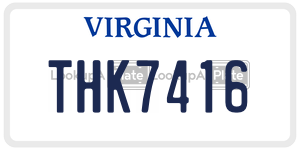 THK7416  license plate in VA