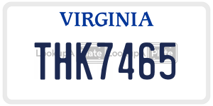 THK7465 license plate in Virginia