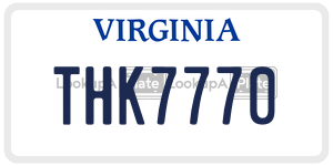 THK7770  license plate in VA