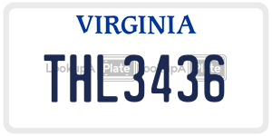 THL3436  license plate in VA
