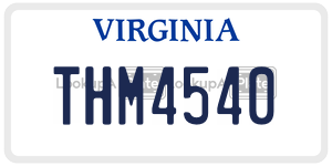 THM4540  license plate in VA