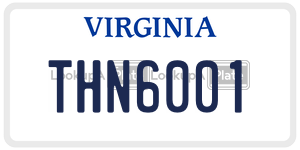 THN6001  license plate in VA