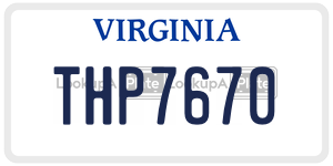 THP7670  license plate in VA