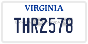 THR2578 license plate in Virginia