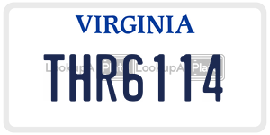 THR6114  license plate in VA