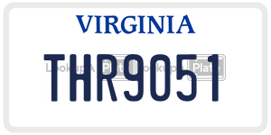 THR9051  license plate in VA