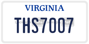 THS7007  license plate in VA
