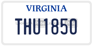 THU1850  license plate in VA