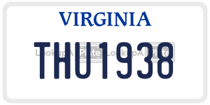 THU1938 license plate in Virginia