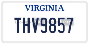 THV9857 license plate in Virginia