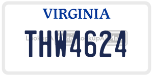 THW4624 license plate in Virginia