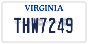 THW7249  license plate in VA