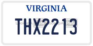 THX2213  license plate in VA