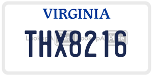 THX8216  license plate in VA