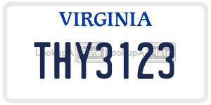 THY3123  license plate in VA