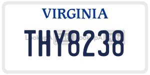 THY8238  license plate in VA