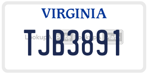 TJB3891  license plate in VA