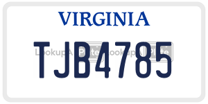 TJB4785  license plate in VA
