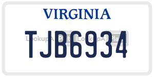 TJB6934 license plate in Virginia