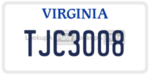 TJC3008 license plate in Virginia