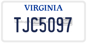 TJC5097  license plate in VA